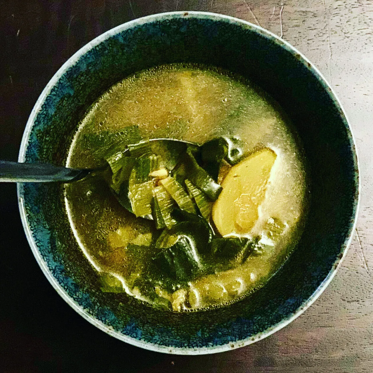 Bowl of breathe easy soup with immune-supporting medicinal ingredients for respiratory health